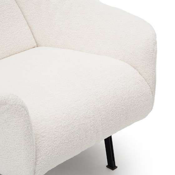 Image 1 of Pair of white bouclé armchairs, 1950s