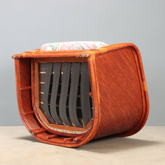 1980s Rattan and Red Bamboo Armchair – Maugrion (photo 12 of 13)