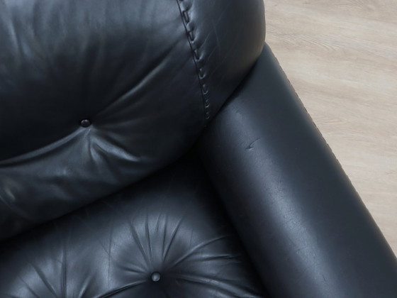 Image 1 of Paar Mobil Girgi Sapporo Sessel, schwarzes Leder, Italien, 1970er Jahre