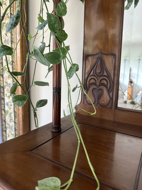 Antieke Art Nouveau Pronkkast/Vitrinekast Met Spiegel – Vitrinekasten, Glass, Wood (photo 16 of 42)
