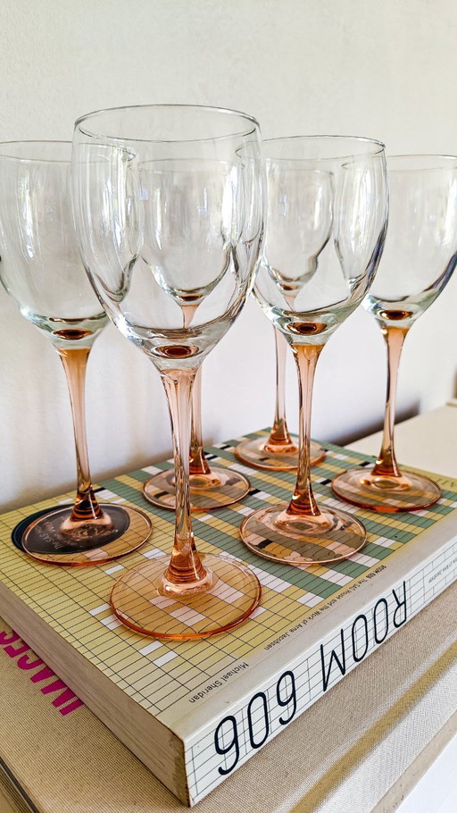 12 copas de vino rosado vintage Luminarc Francia