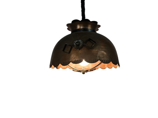 Lampada a sospensione brutalista in ferro battuto