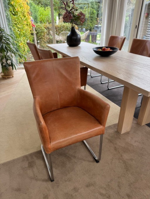 6 sedie da pranzo color cognac - pelle