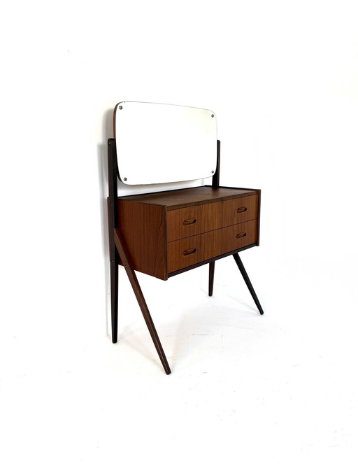 Vintage Danish teak dressing table with mirror '60
