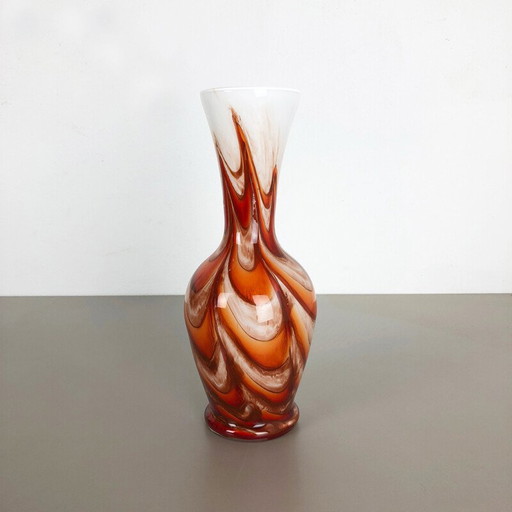 Vase vintage orange par Opaline Florence, Italie 1970