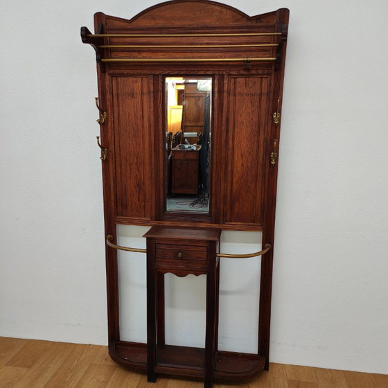 Image 1 of Antique hallway furniture, coat rack, free-standing coat rack with mirror