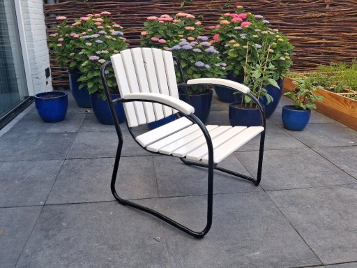 4 chaises de jardin artisanales, années 1930 (empilables)