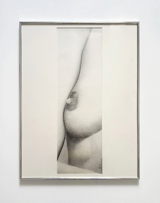 Image 1 of Figurative Zeichnung in Graphit. Frankreich, 1980er Jahre.