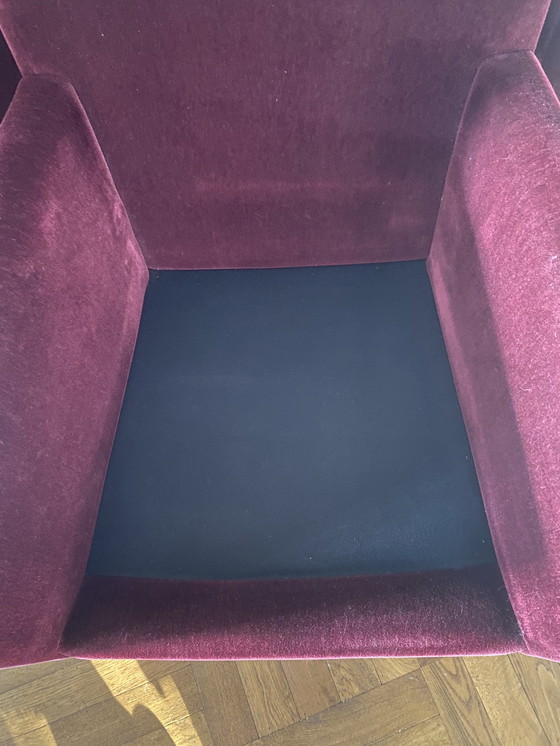 Image 1 of 6 sedie da pranzo in velluto bordeaux di Bench