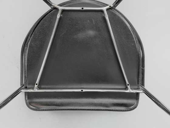 P40 Chrom und Leder Stühle von Vegni & Gualtierogotti für Fasem, 1980er, 4er Set – Esszimmerstühle, Leather (photo 16 of 17)