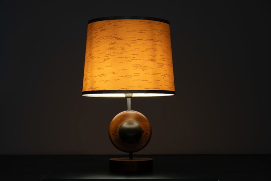 Image 1 of Rare lamp, wood and brass, 1960s, Made in Italy