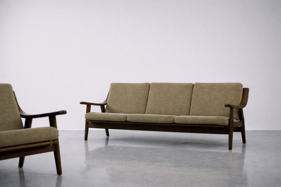 Image 1 of Vintage Mid-Century Scandinavian Modern 3-Seat Sofa & Armchair by Hans J. Wegner for Getama, Set of 2, 1960s