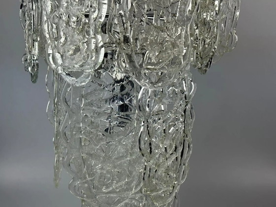 Image 1 of 60s 70s kroonluchter Kroonluchter "Ragnatela" Murano glas Space Age