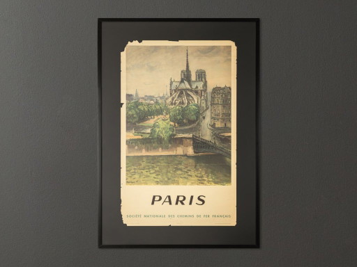 Reclameposter "Notre Dame" Franse Nationale Spoorwegen, 87 x 123 cm
