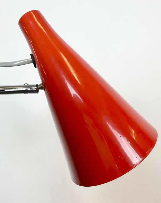 Vintage Red Table Lamp by Josef Hůrka for Lidokov, 1960s – Iron, Chrome (photo 14 of 21)