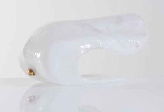 Image 1 of Murano geblazen schelpvormige glazen sculpturale tafellamp, La Murrina Italië 1970