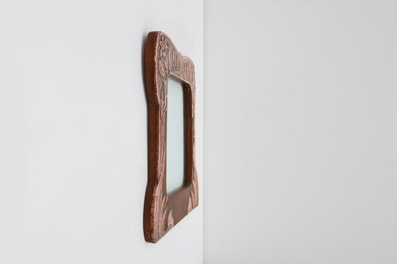 Image 1 of Marco de fotos de cobre y madera repujado estilo Art Nouveau, Francia, ca. 1910