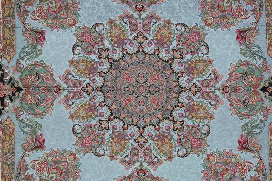 Image 1 of Handgemaakt Oosters tafelkleed, zeer fijn vervaardigd van zijden draden, 100 x 100 cm