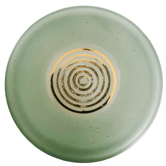 Image 1 of Art Deco joyero de vidrio verde menta oro 1950s