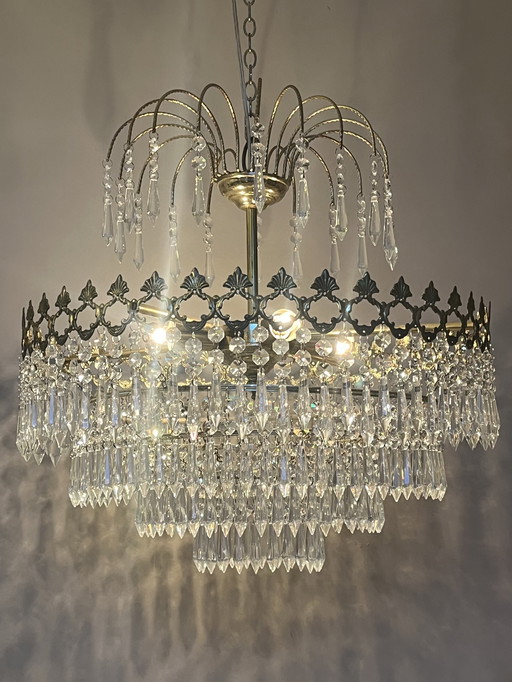 Lustre suspendu en cristal vintage style années 1920