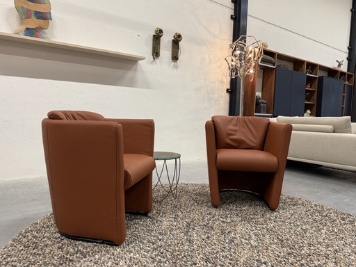 2 Leolux Suva Armchairs Wapiti Hawk leather