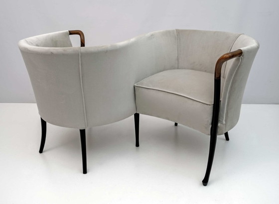 Image 1 of Seltenes Giorgetti Italienisches Samt Sofa "Progetti", 1980er Jahre