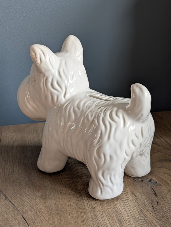 Image 1 of Vintage white terrier dog piggy bank