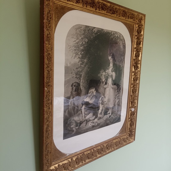 Image 1 of Authentic 19th-century engraving "The Sutherland Children" – Samuel Cousins ​​(In original frame)