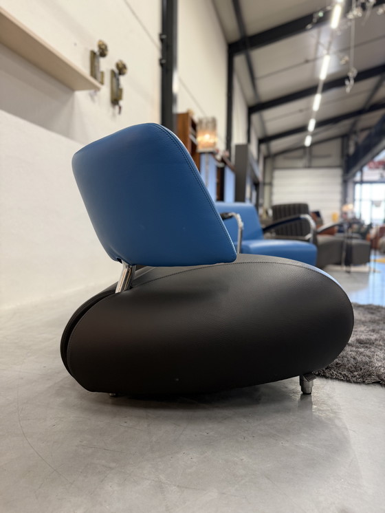 Image 1 of Leolux Pallone Fauteuil Blauw zwart leer