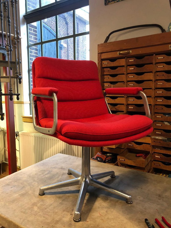 6x Artifort Geoffrey Harcourt Michican 450 Channel Silla Ejecutiva, Antigua Sala de Juntas Philips, Tapizada (photo 2 of 12)