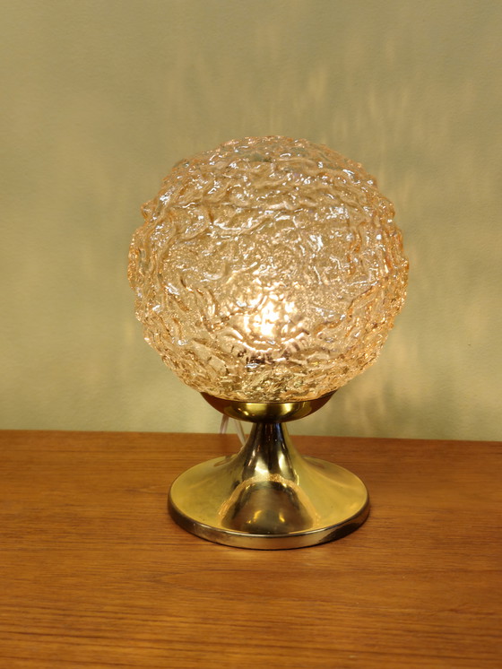 Image 1 of Vintage Tafellamp Bollampje Bedlampje Lamp Messing Glas