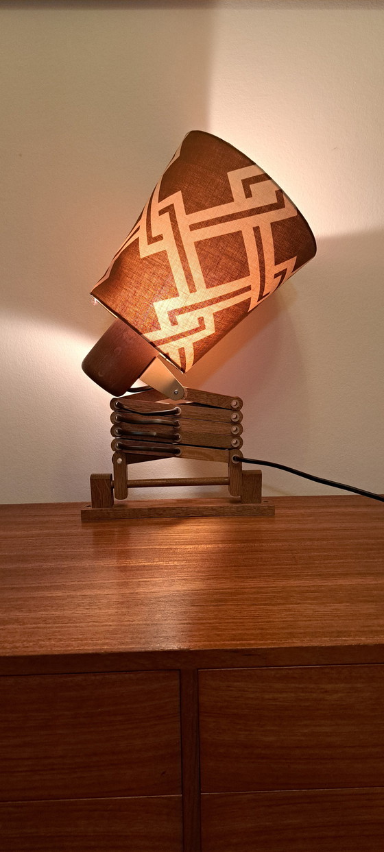 Image 1 of Temde 1970s Scissor Lamp – Vintage Mid Century Wooden Wall/Table Lamp