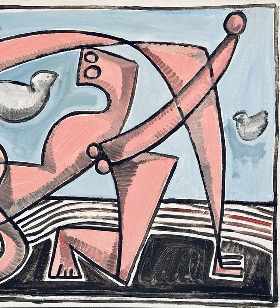 Image 1 of Gundi Falk (1966) Dance of the Lovers - Large Cubist painting on canvas