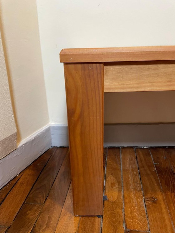 Image 1 of Massief grenen bank, honingkleurige wasafwerking, 140x38x45 cm, vintage eetkamerbank