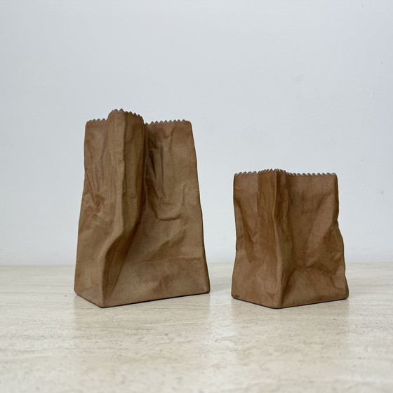 Image 1 of Set of 2 Rosenthal Paper Bag Vases by Tapio Wirkkala, 1970s