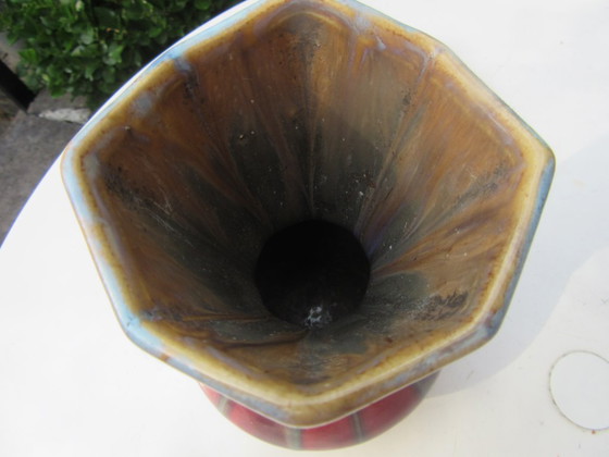 Art Deco Octagonal Ceramic Vase Made in Belgium (Attributed) (photo 9 of 12)