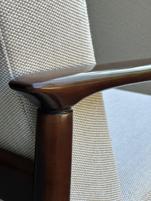 Fauteuils du Mid Century en lin beige, par Edmund Homa, années 1960, ensemble de deux