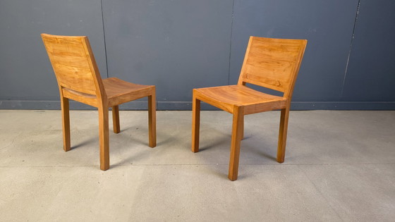 Image 1 of Vintage teakhouten eetkamerstoelen, set van 6 - jaren 80