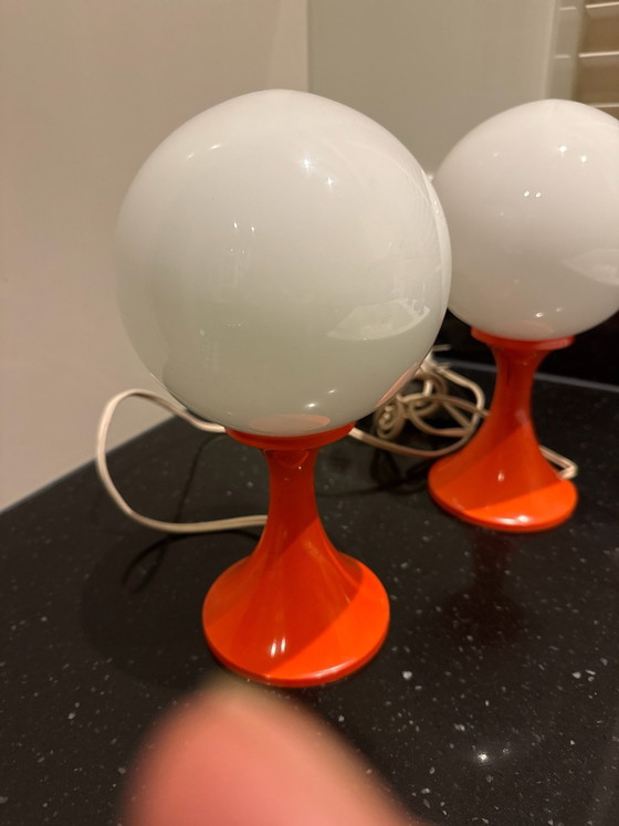Lampe de table Space Age vintage orange – Verre, Plastique (photo 5 of 5)