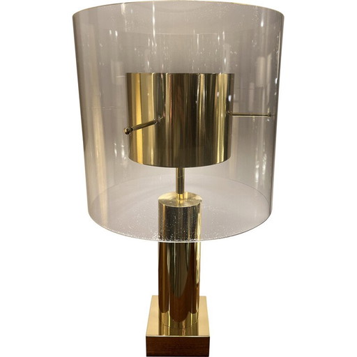 Vintage lamp in gilded brass and lucite, 1960