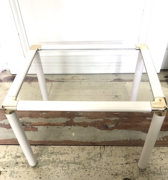 Image 1 of Post modern side table/plant table white plastic