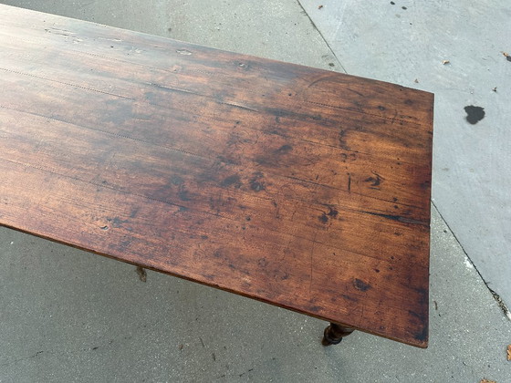 Image 1 of Table de salle à manger de ferme ancienne et robuste – 206,5 x 96 x 78 cm