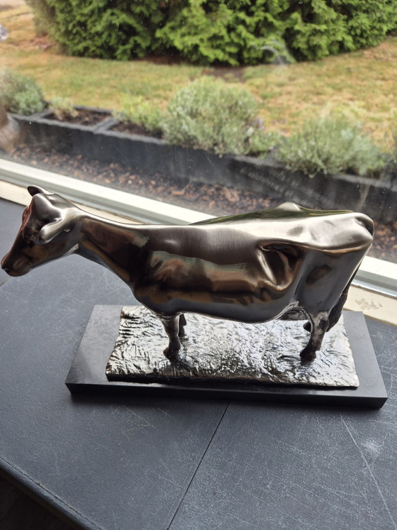 Verzilverd Koeienbeeld – Decoratieve objecten, Metal, Marble (photo 2 of 9)