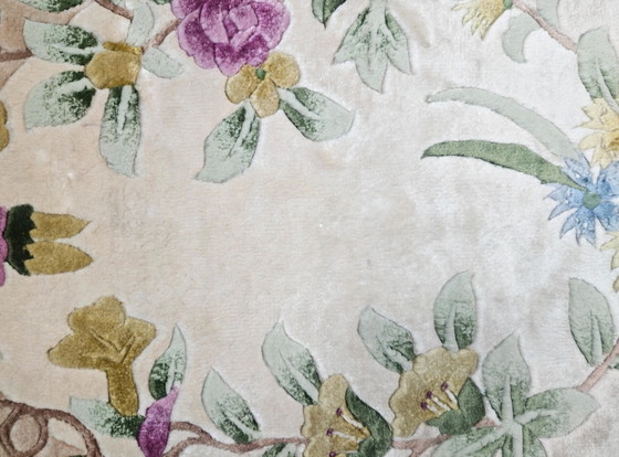 Image 1 of Handgeknoopt Oriental Zijde tapijt floral China NEW 93x152cm