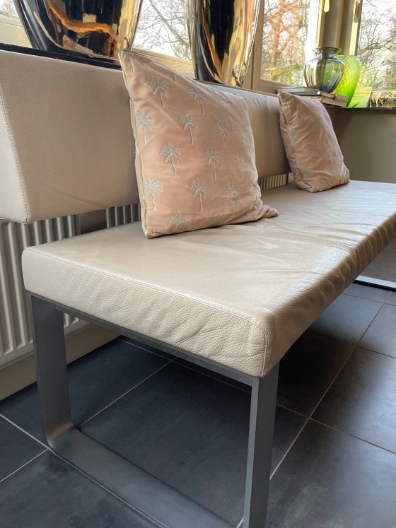 Image 1 of Banc de salle à manger Rolf Benz en cuir gris clair