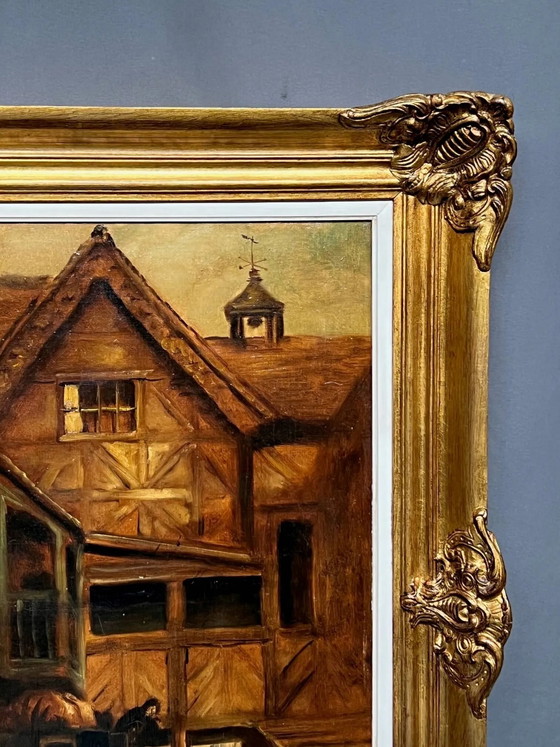 J. Verulpens "De herberg". Schilderij op groot formaat. – Schilderijen & Tekeningen, Canvas (photo 7 of 9)
