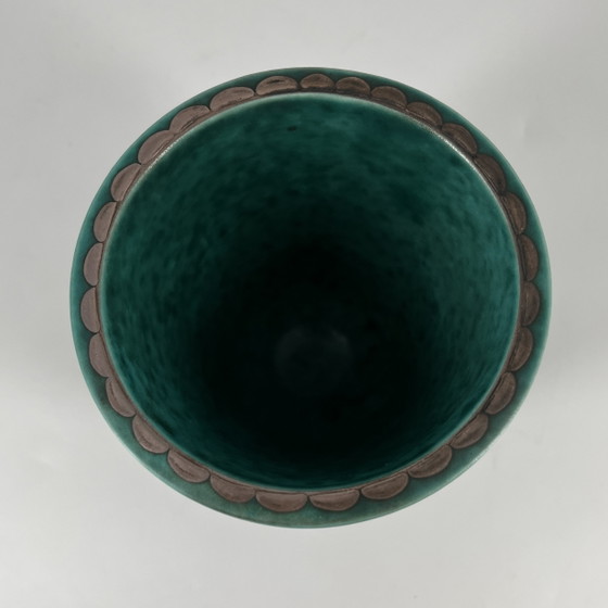 Gustavsberg “Argenta” vase (model 9780) – Wilhelm Kåge – Swedish Grace / Art Déco – Ceramic, Silver (photo 3 of 10)