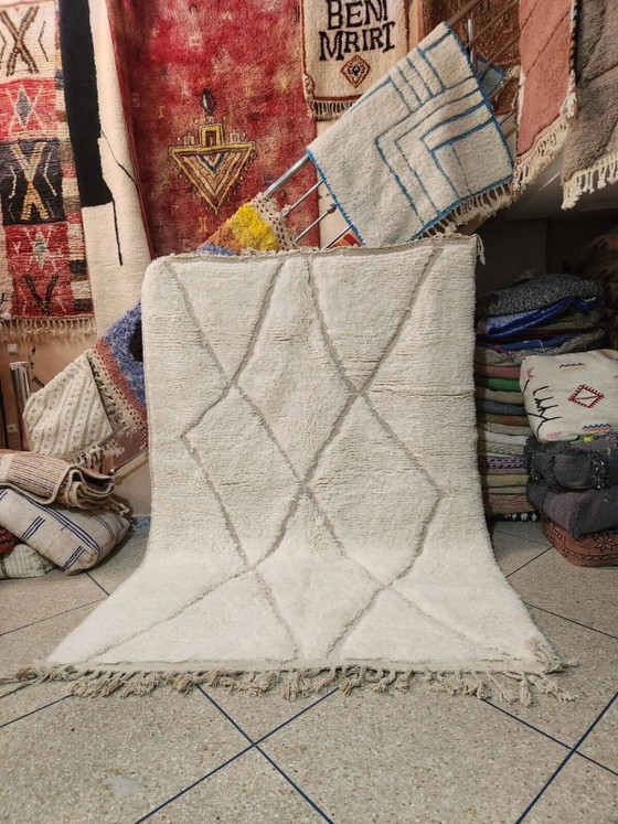 Large Beni Ouarain rug 300x200 cm in natural wool, Berber rug, Rugs & carpets, Cotton, White, Scandinavian (photo 3 of 3)
