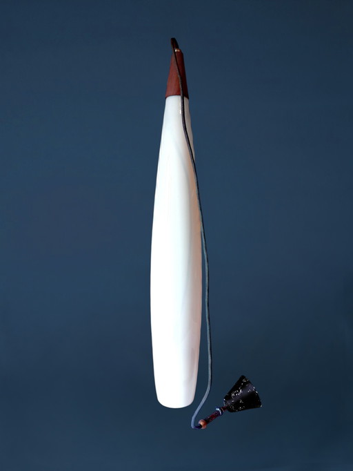 Lampada Vistosi in vetro di Murano e teak