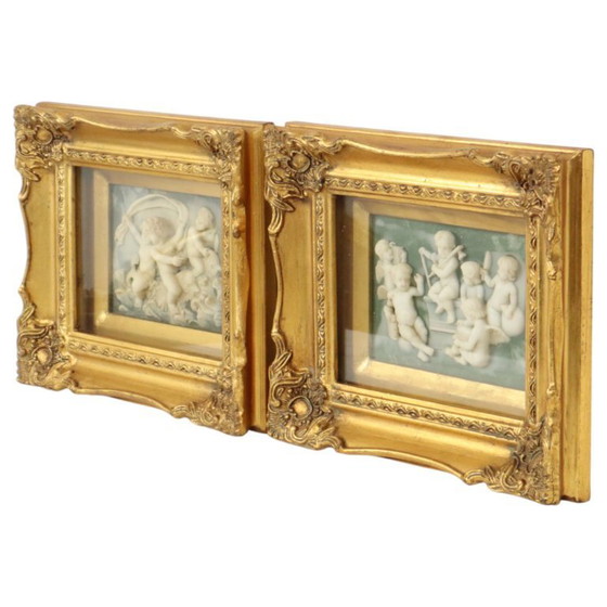 Image 1 of Placche incorniciate in alabastro Biggs and Sons London